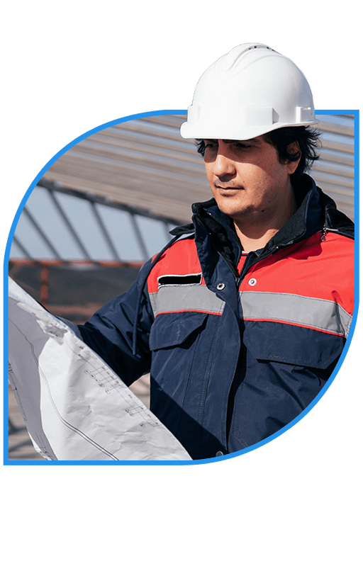 construction worker holding pipe